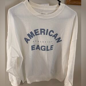 American Eagle Oversized White Sweatshirt Womens